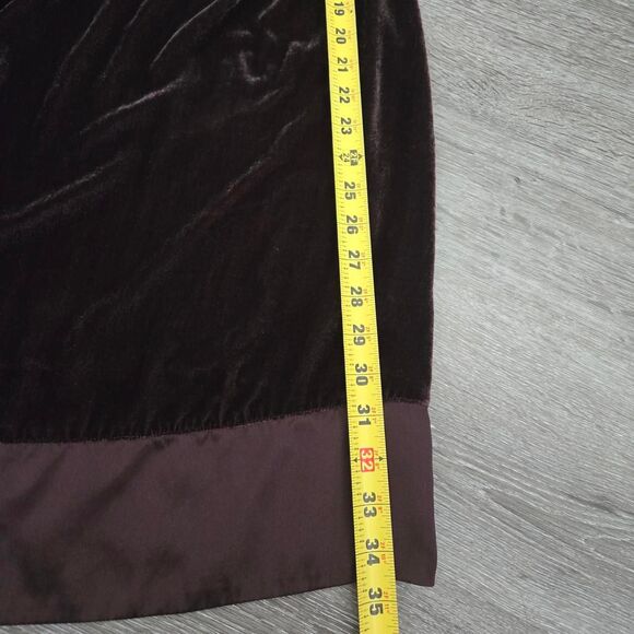 Vintage Y2K Gap Brown Velvet V Neck Dress Spaghetti Straps Silk Trim size 4 - Picture 7 of 11